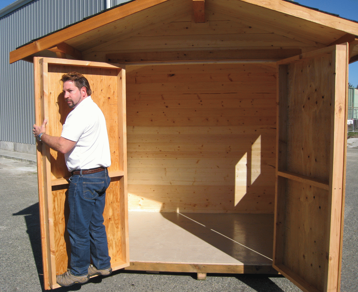 Plywood Shed Door Mighty cabanas and sheds. pre-cut cabins, sheds 